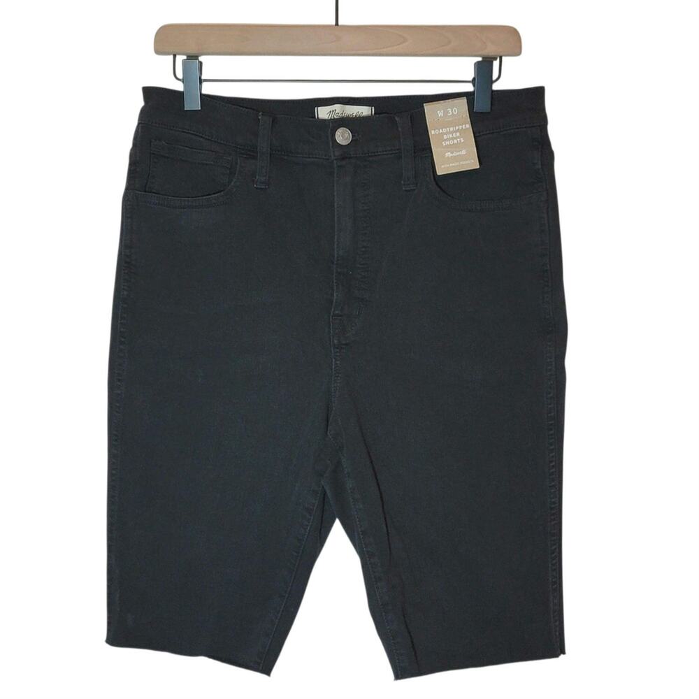 Madewell NWT Road Tripper Biker Shorts Black High Rise Raw Hem Casual 30 - Picture 12 of 12
